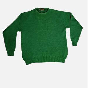 VINTAGE 70s kelly green Blarney Castle Ireland shamrock crew neck sweater‎ XL